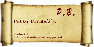 Petke Barabás névjegykártya